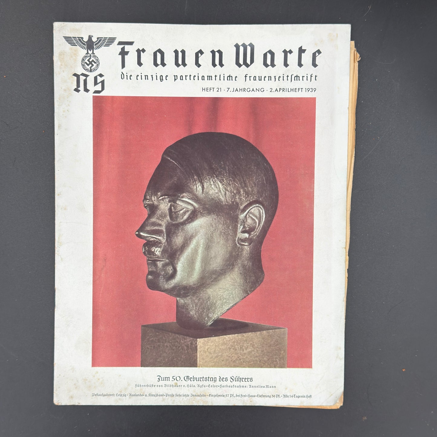 WW2 original artifact – Frauen Warte Magazine April 1939 – AxisArtifacts