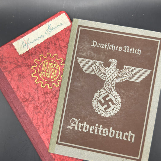 WW2 original artifact – Arbeitsbuch & DAF member ship from same lady – AxisArtifacts