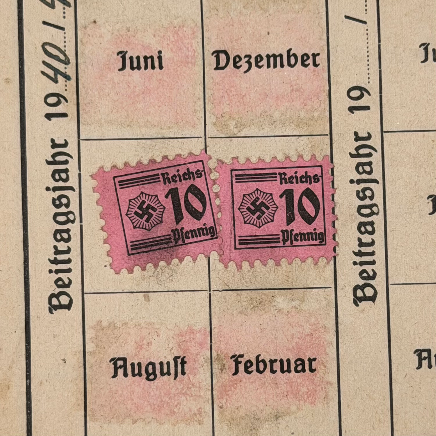 WW2 original artifact – Reichsluftschutzbund (RLB) Membership Book – Ortsgruppe Steyr-Kirchdorf (38–41) – interior page