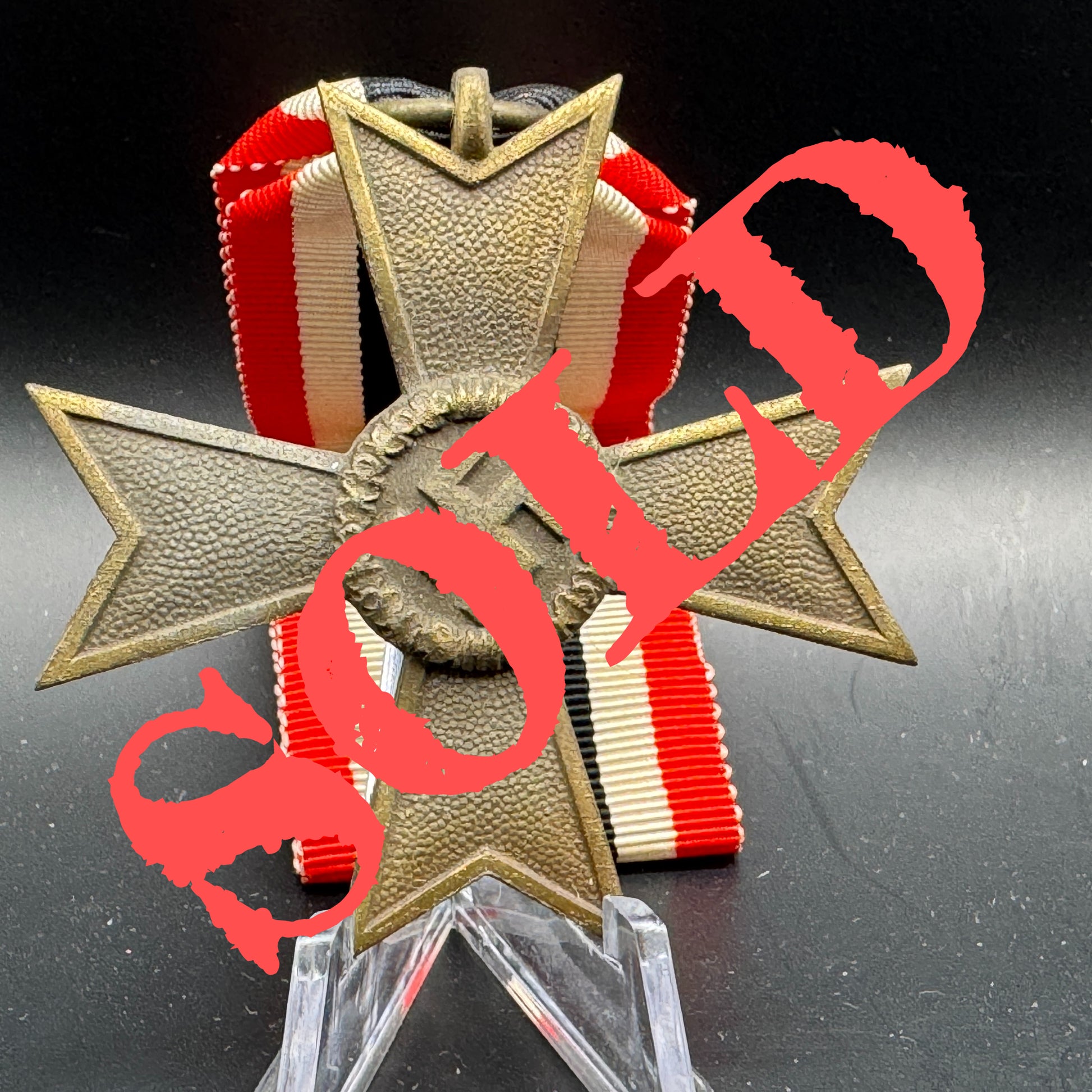 WW2 original artifact – Kriegsverdienst Kreuz with ribbon – AxisArtifacts