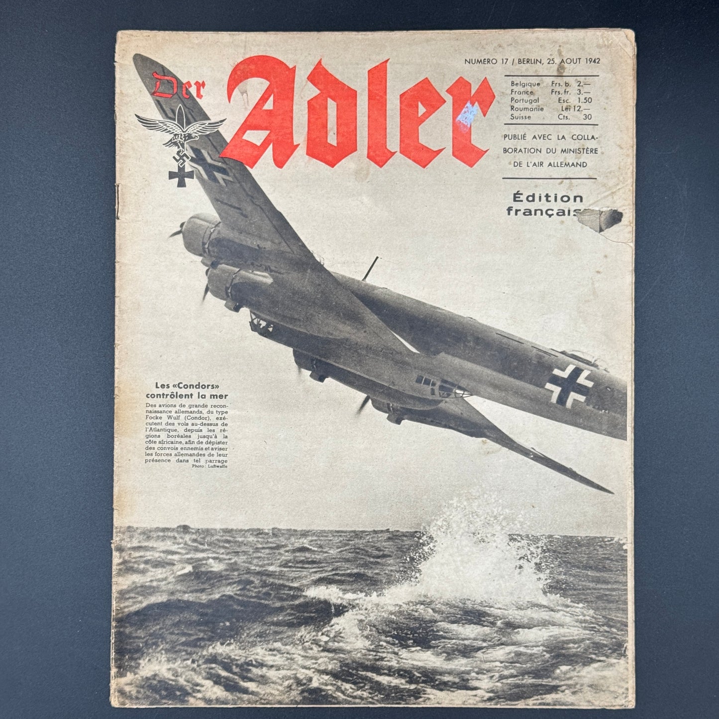 WW2 original artifact – Der Adler Aug 1942: French special!! – AxisArtifacts