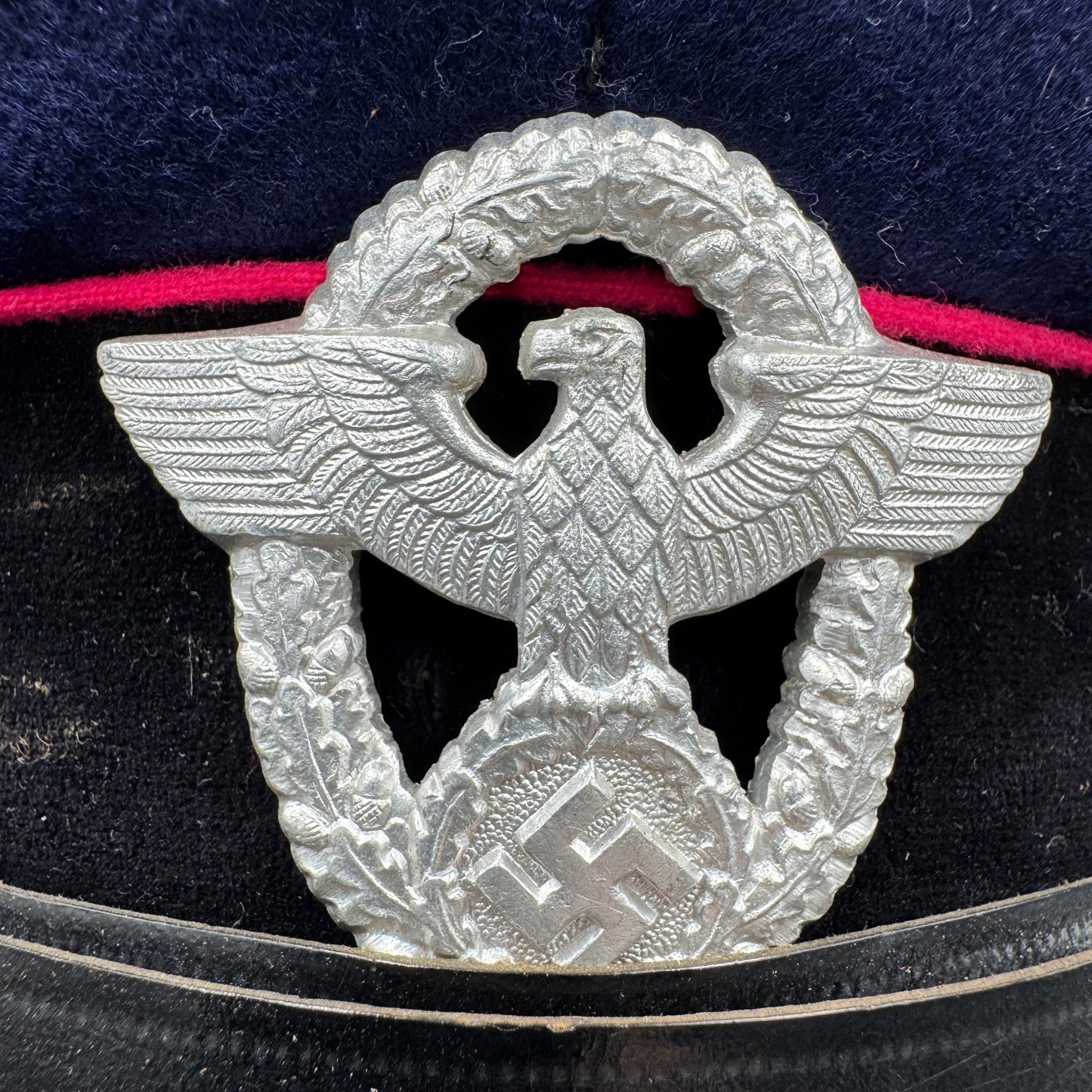 WW2 original artifact – Feuerschutzpolizei (Fire police) EM/NCO visor cap – interior page