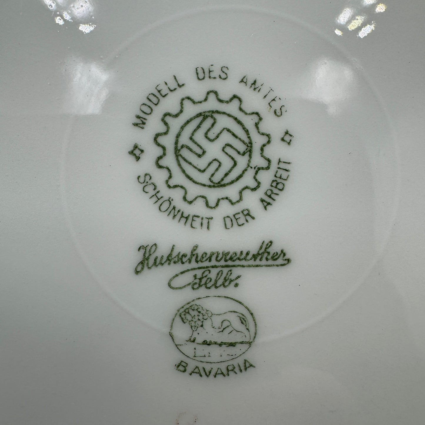 WW2 original artifact – DAF Labor Front Large Soup Bowl by Hutschenreuther Selb – interior title page