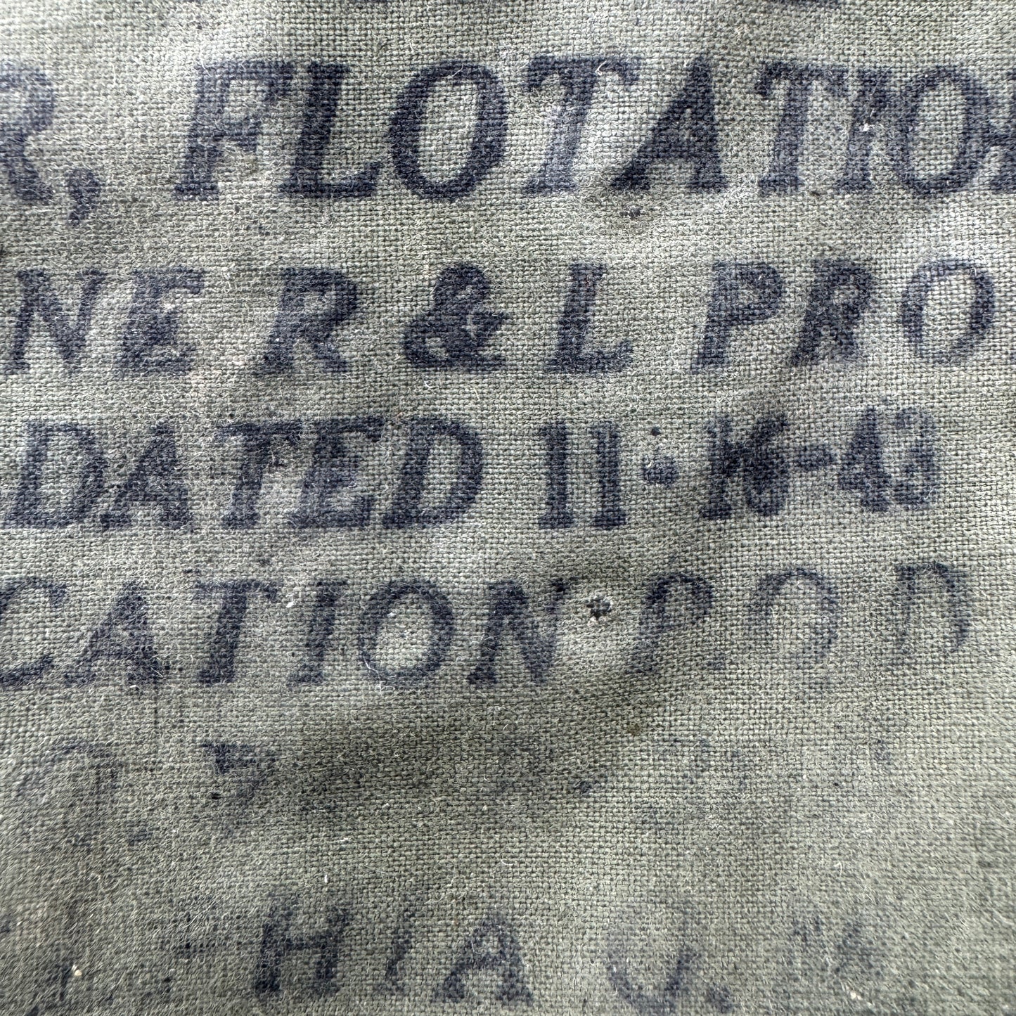 WW2 original artifact – WWII US ARMY JUNGLE FLOTATION BLADDER 1943 – interior page