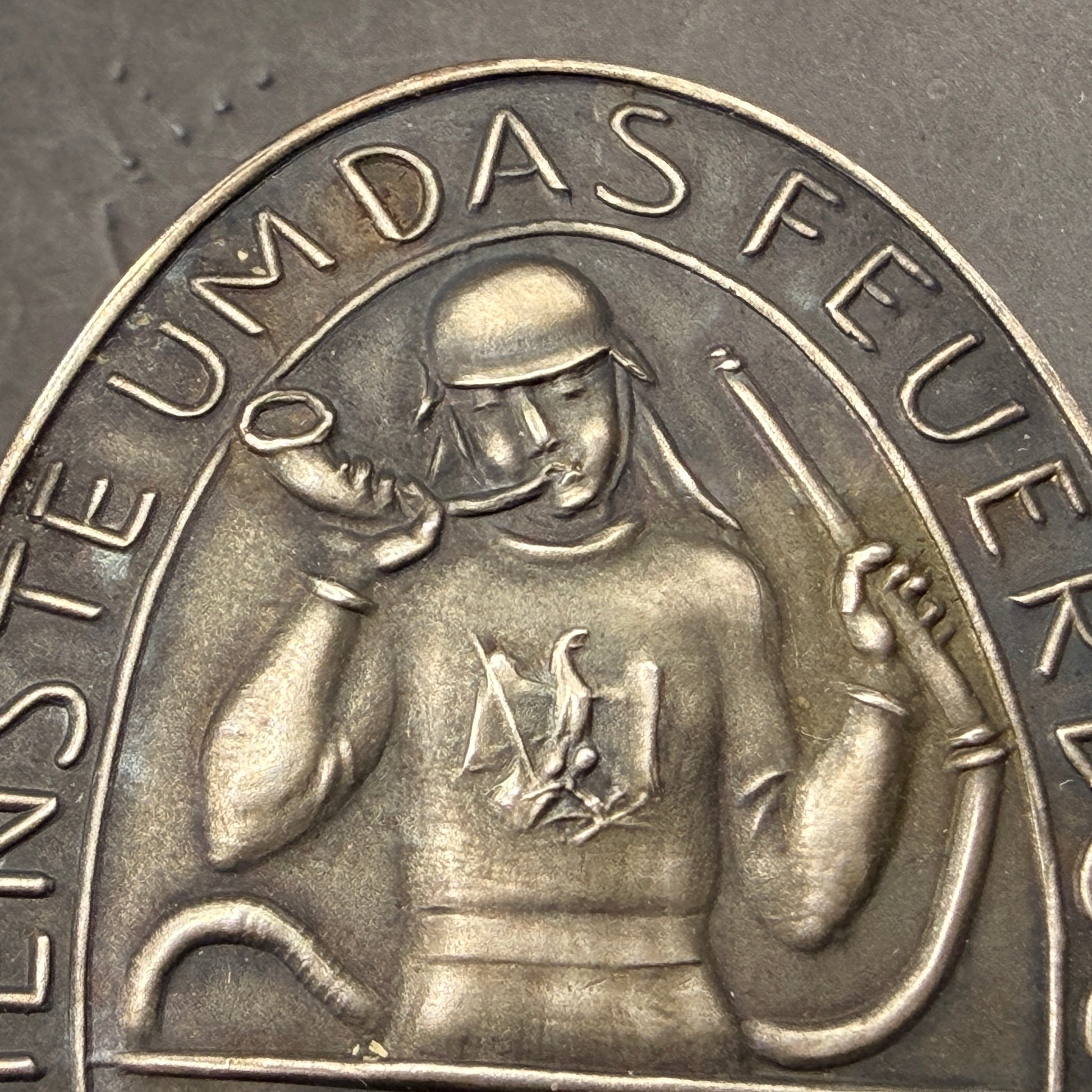 WW2 original artifact – Rare WWII German Silver Medal Für Verdienste um das Feuerlöschwesen – interior page