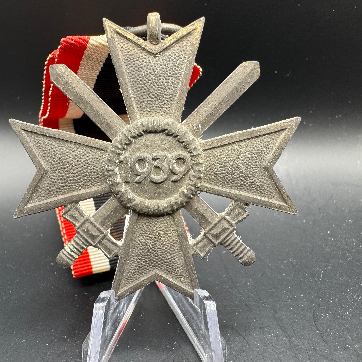 WW2 original artifact – Kriegsverdienst Kreuz with swords andribbon – interior detail