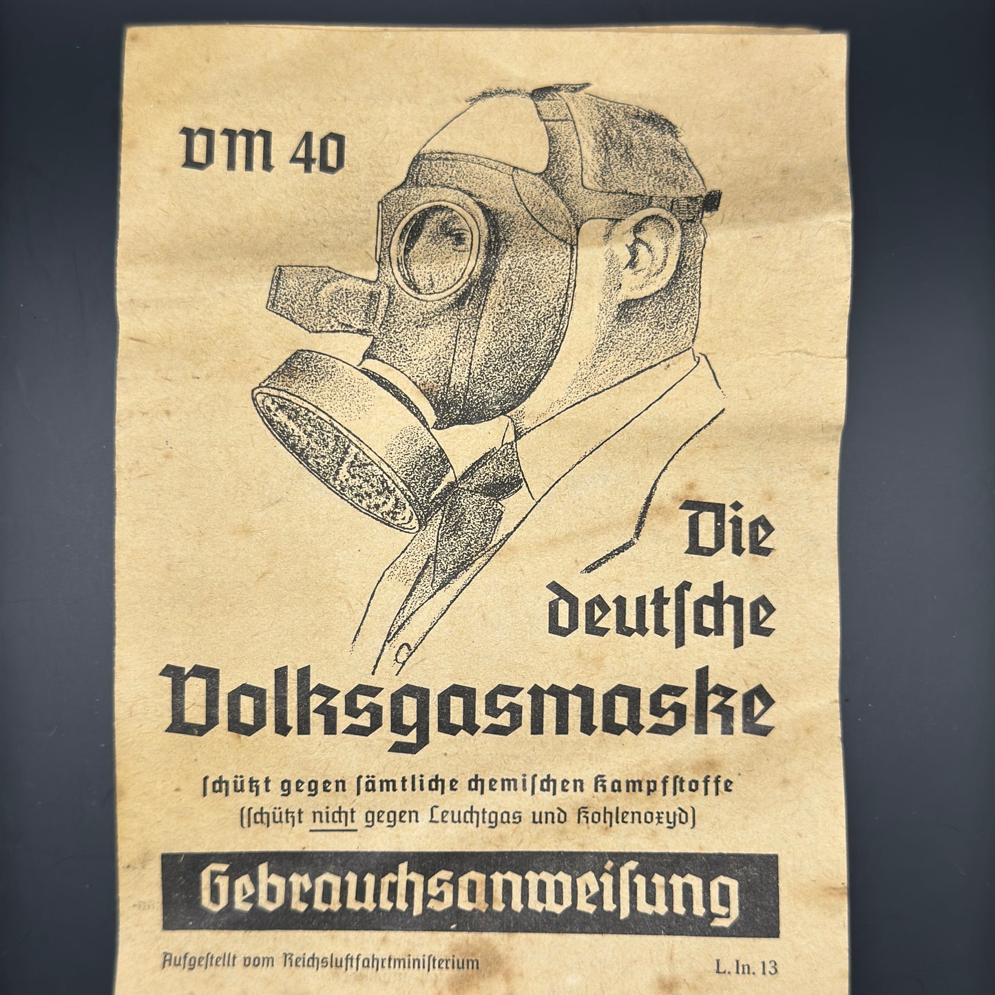 WW2 original artifact – VM40 Volksgasmaske Luftschutz – AxisArtifacts