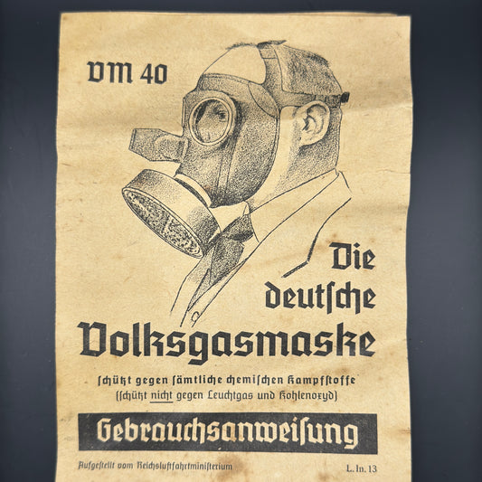 WW2 original artifact – VM40 Volksgasmaske Luftschutz – AxisArtifacts