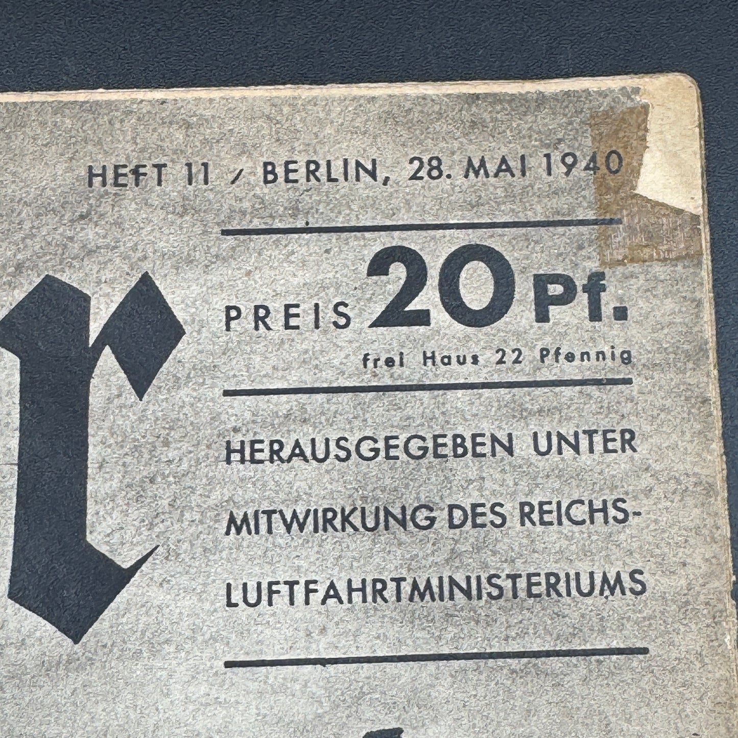 WW2 original artifact – Der Adler Mai 1940: about Moerdijk / Willemsdorp! – interior detail