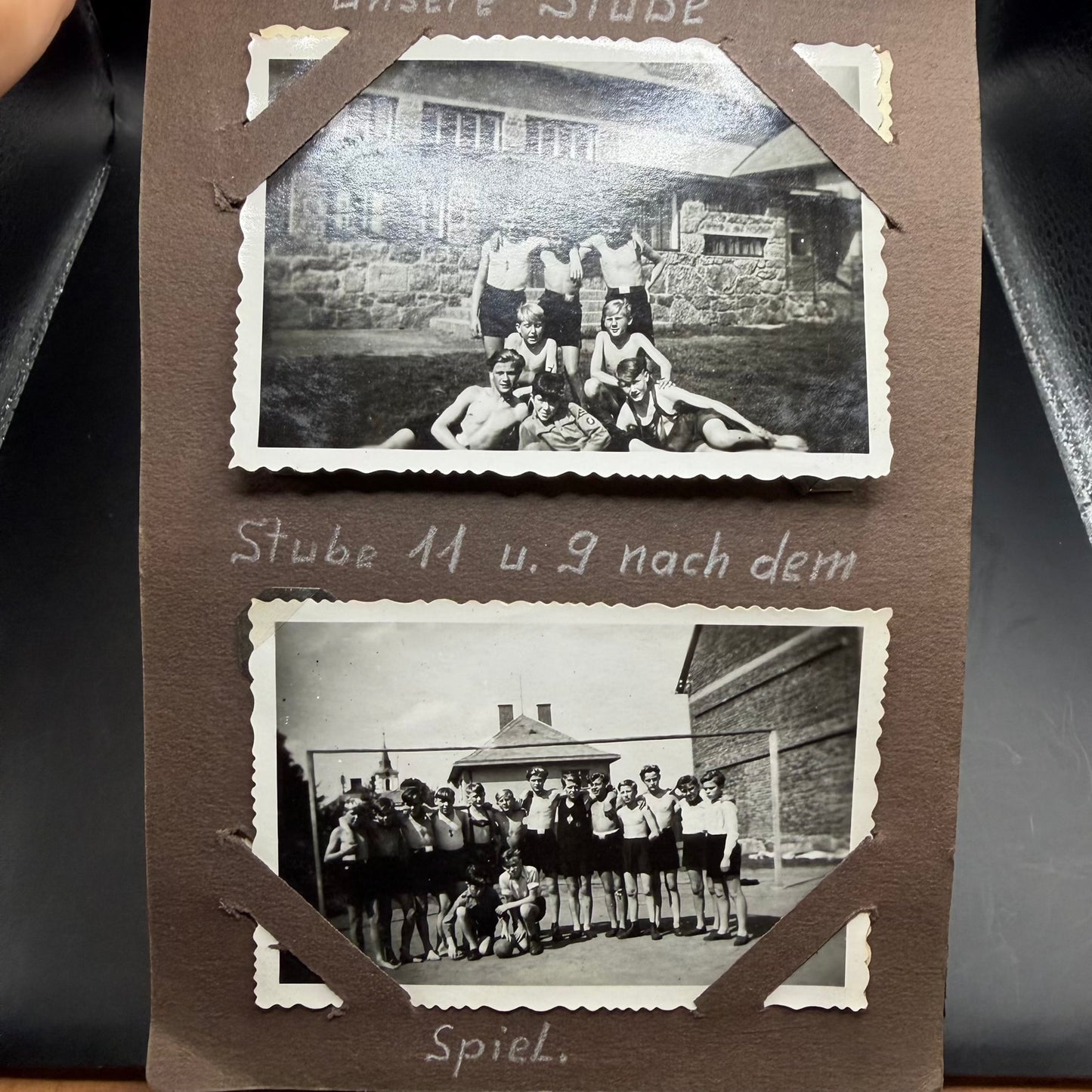 WWII German youth sports team photographed during Kinderlandverschickung camp life