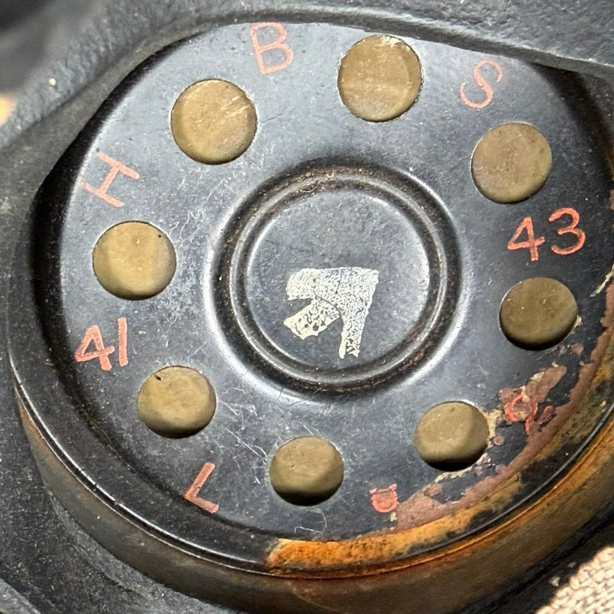 Interior view of British WWII gas mask filter assembly