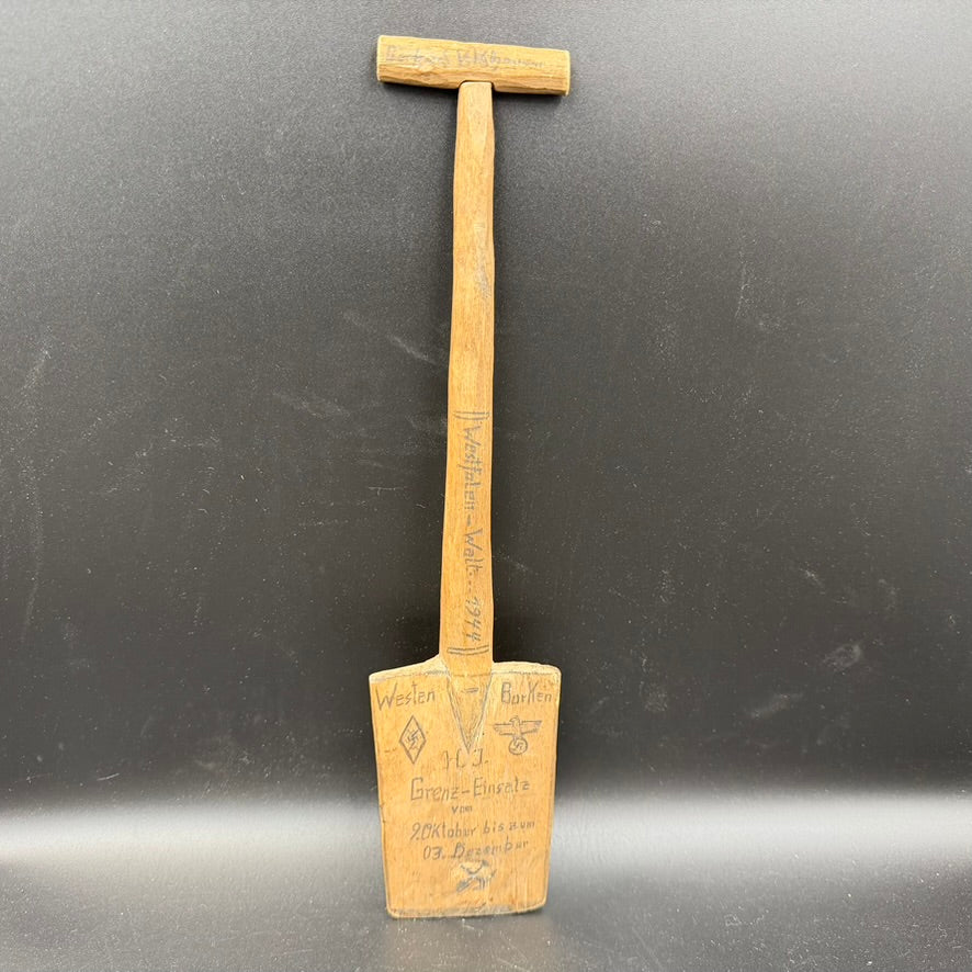 WWII German wooden spade with Grenz-Einsatz inscription