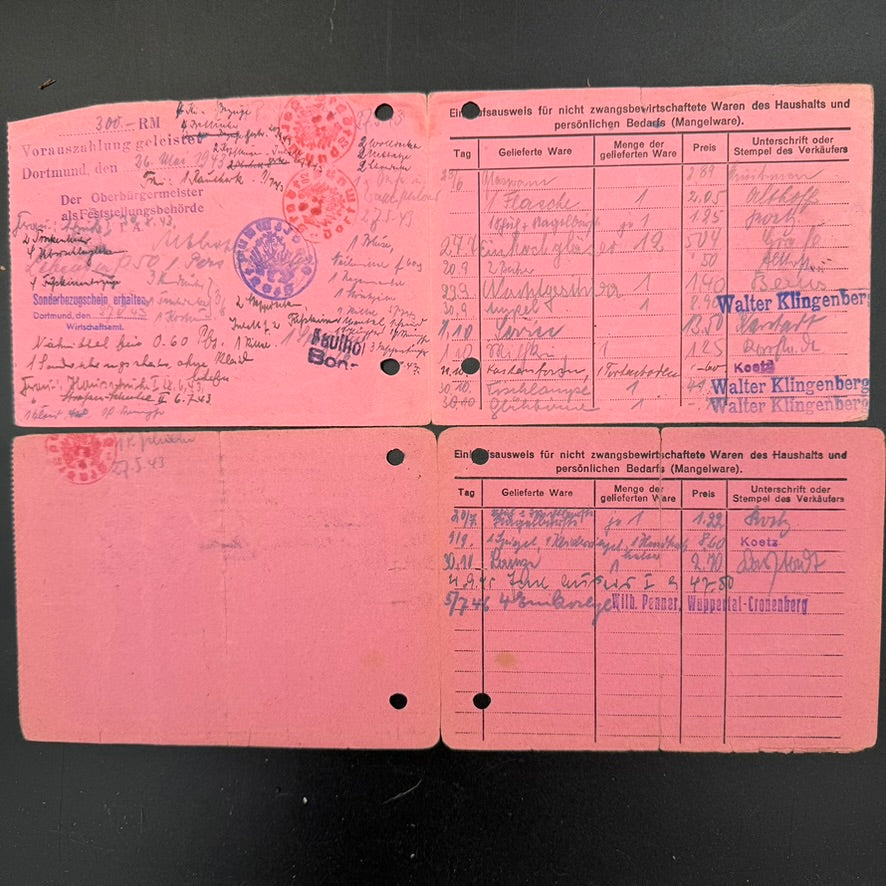 Inide of the Ausweis für Fliegergeschädigte issued in Dortmund during WWII