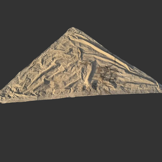 WW2 German RAD Zeltbahn shelter half, pre-war dated 1937, triangular canvas field shelter laid out flat