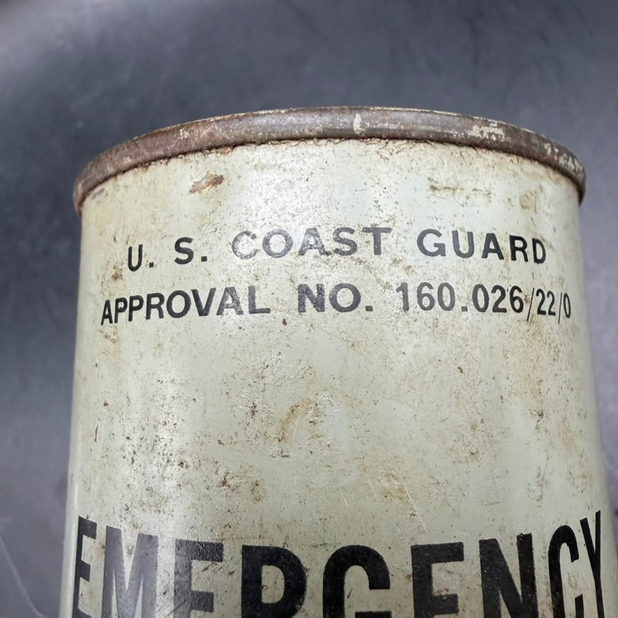 Detail of U.S. Coast Guard approval marking on water can