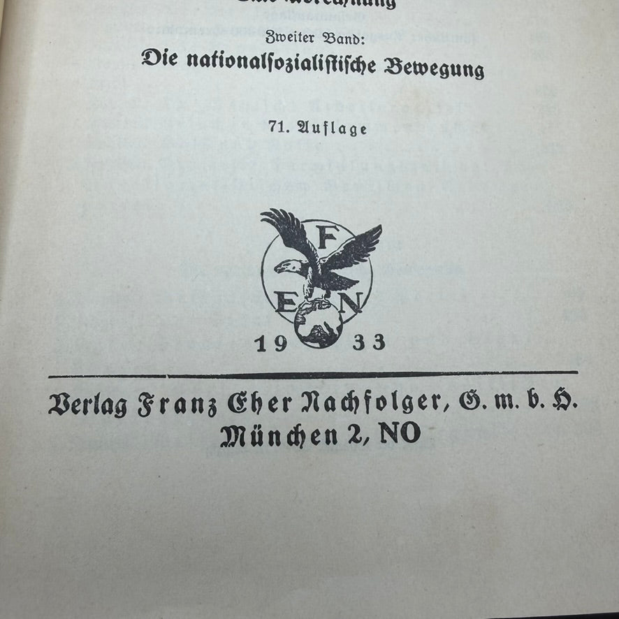 Detailed view of publisher emblem Franz Eher Verlag Mein Kampf 1933