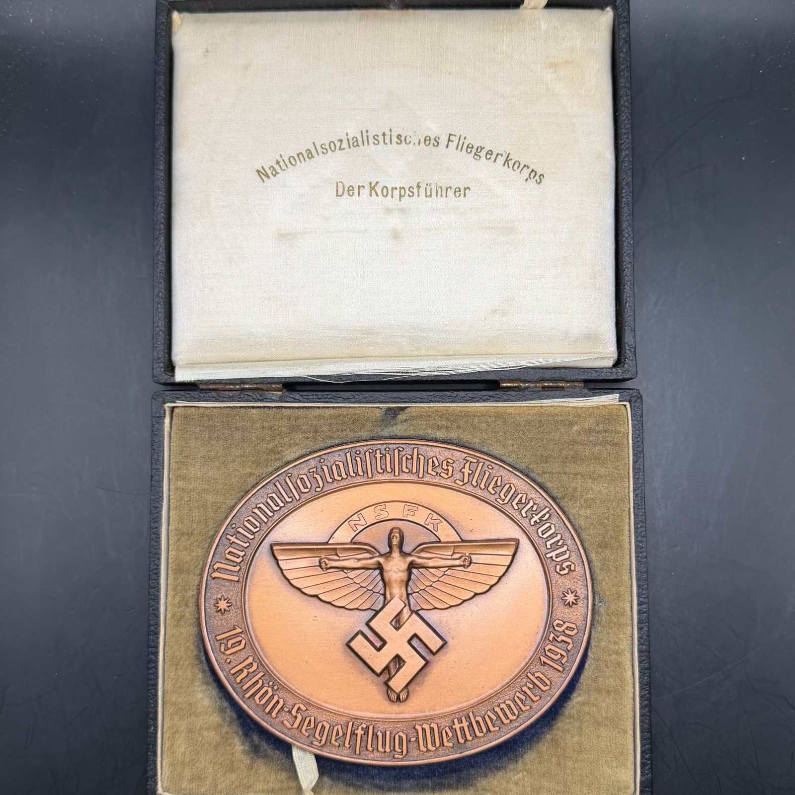 Complete set NSFK Rhine Gliding Competition medal with original case