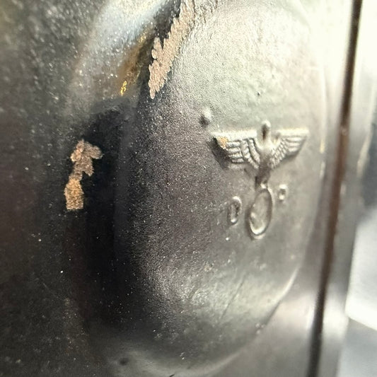 Close-up of Reichsbahn eagle marking on WWII German Einheitslaterne lantern