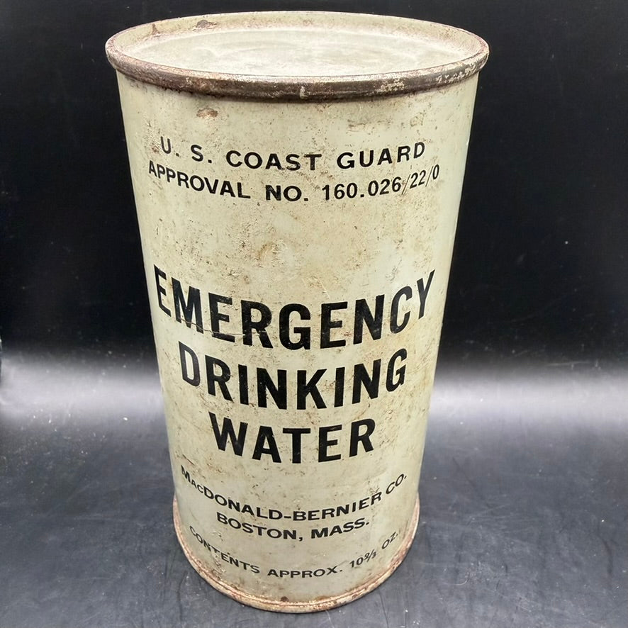 WWII U.S. Coast Guard emergency drinking water can dated 1944