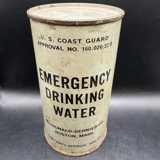 WWII U.S. Coast Guard emergency drinking water can dated 1944