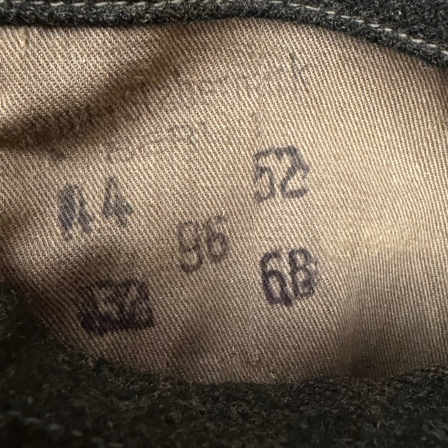 Wartime size and maker stamps inside WWII German private tailored military coat