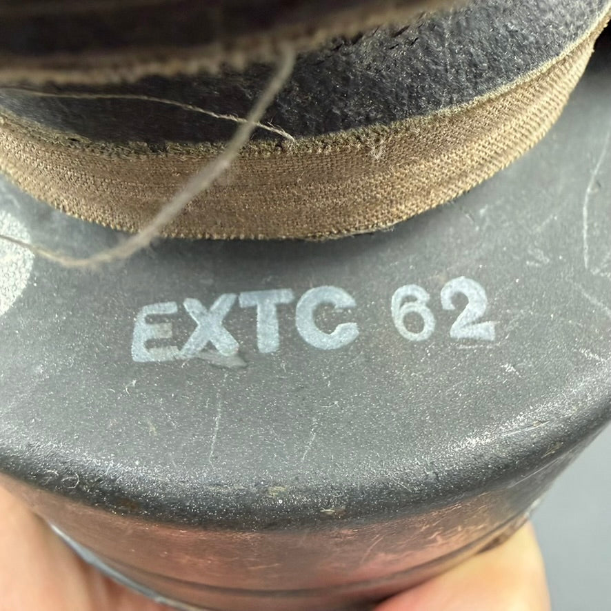 Side view showing original EXTC 62 filter on gas mask