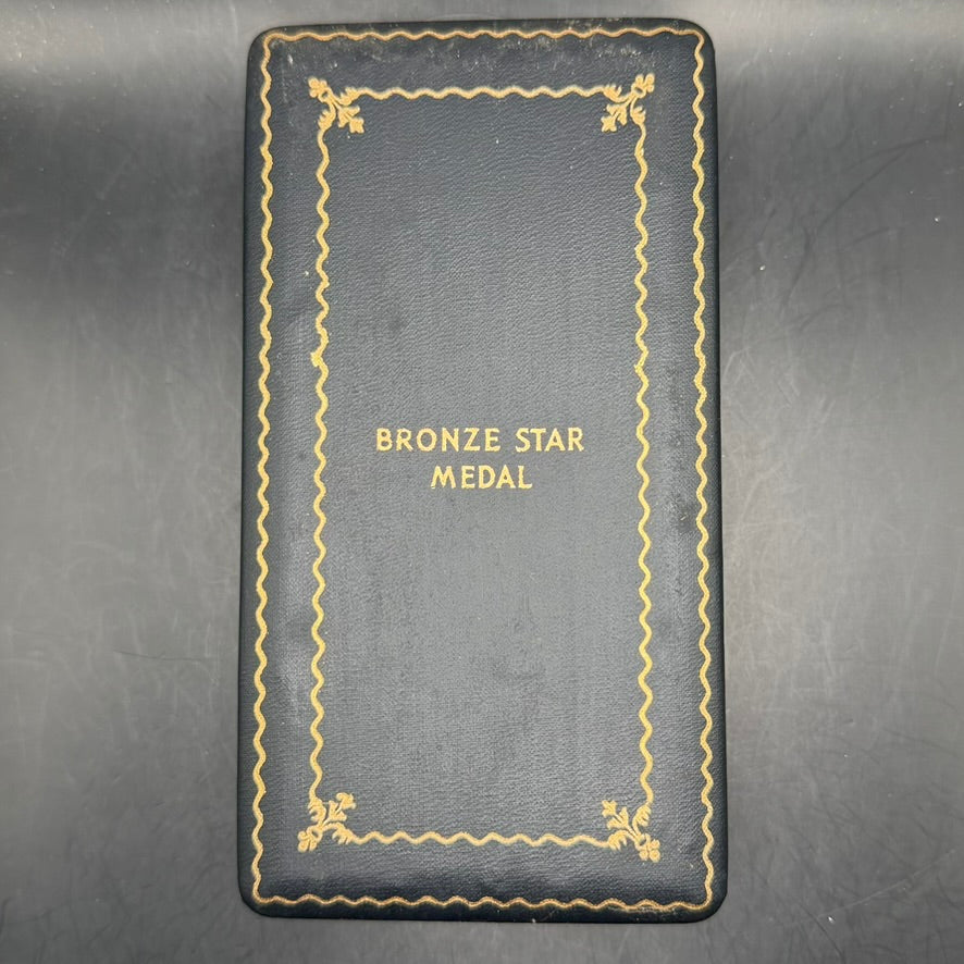 Detailed view of mint condition WWII Bronze Star Medal star surface