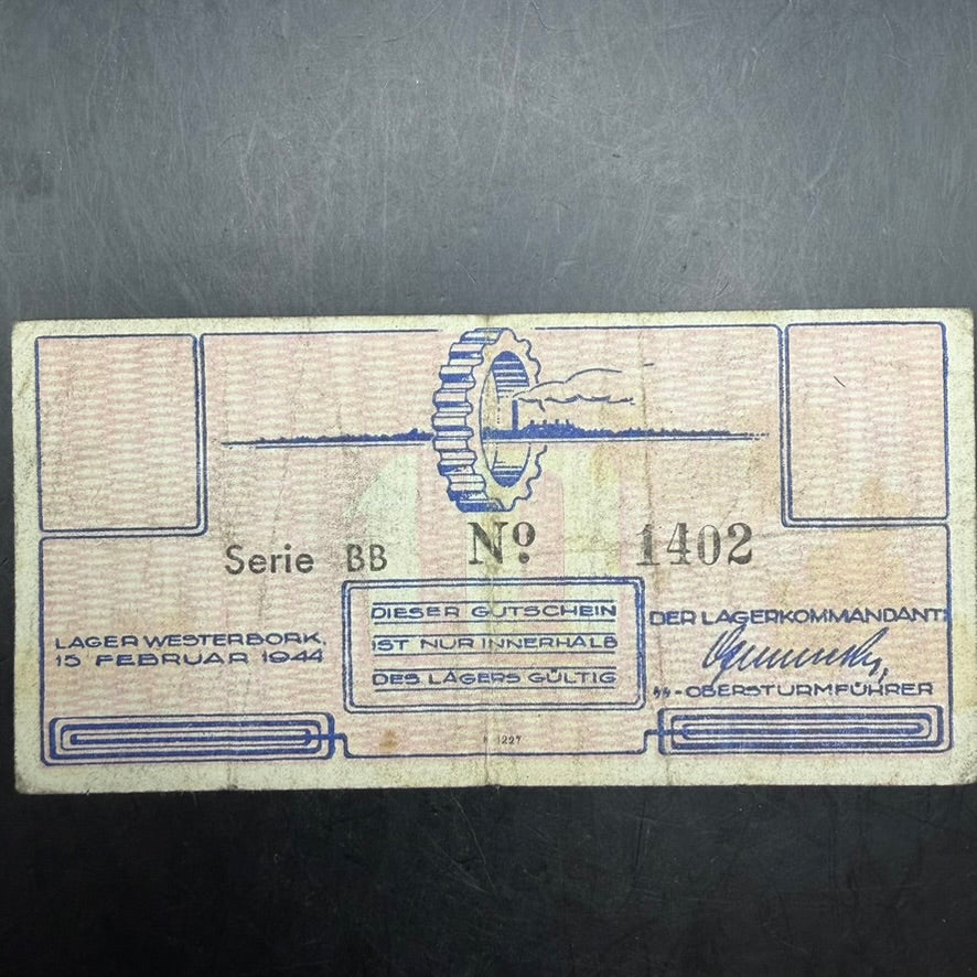 Front Westerbork camp money 10 cent Gutschein 1944