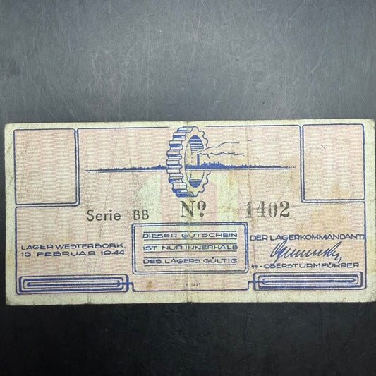 Front Westerbork camp money 10 cent Gutschein 1944