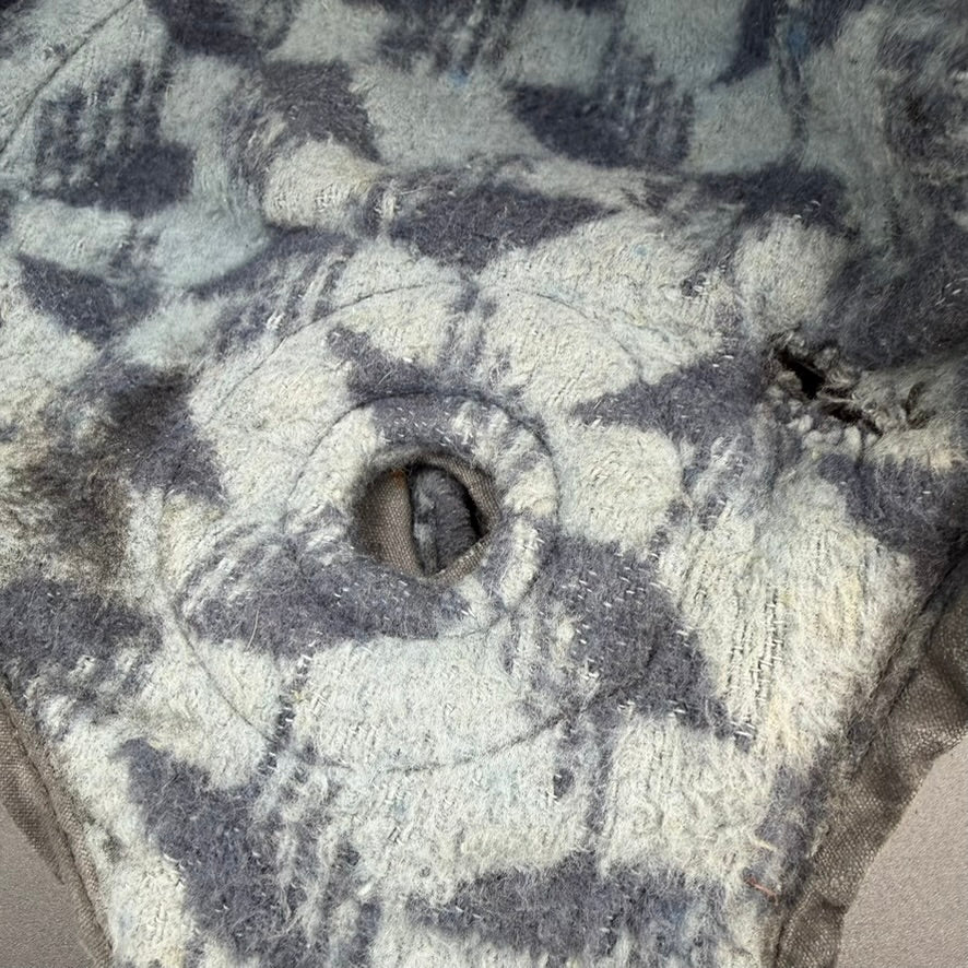 Close-up of original inner lining of WWII Soviet tank crew helmet