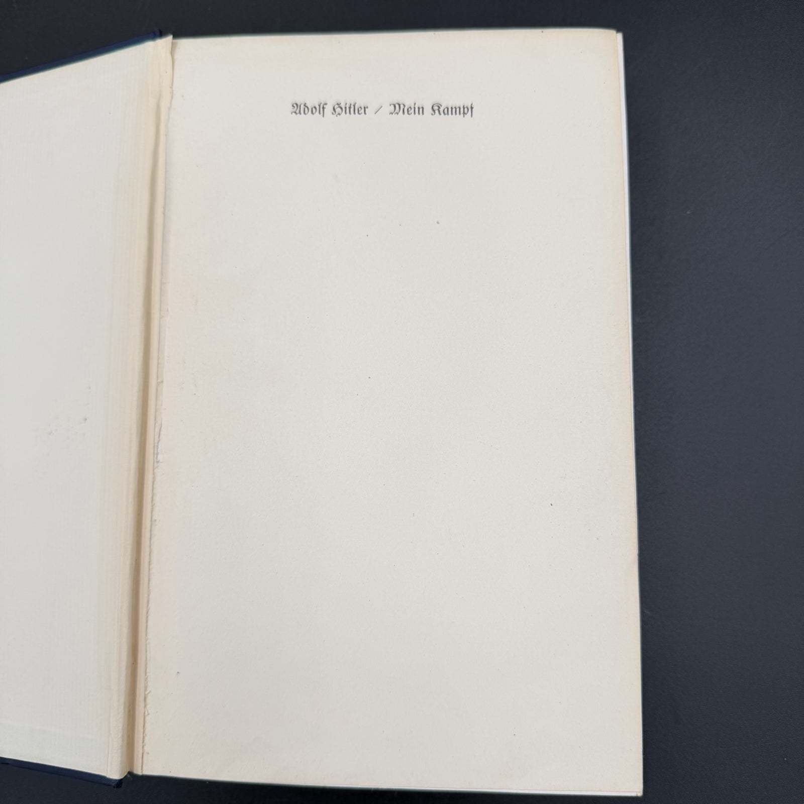 Blank opening page of original 1935 Mein Kampf Jubilee Edition (ownership page removed)