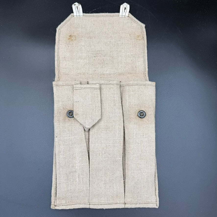 Interior view of original WWII Soviet PPSh-41 ammunition pouch with three compartments