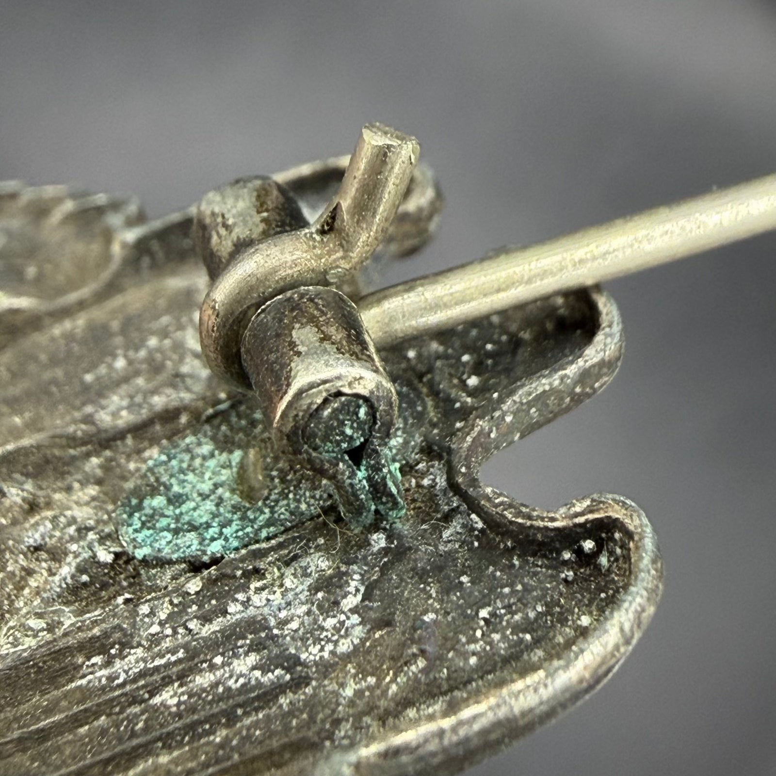 Close-up of hinge area with original period construction and patina