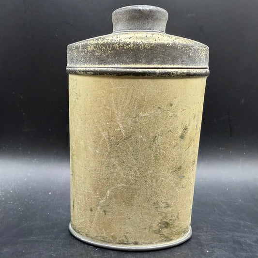Rear view of original British WWII foot powder container