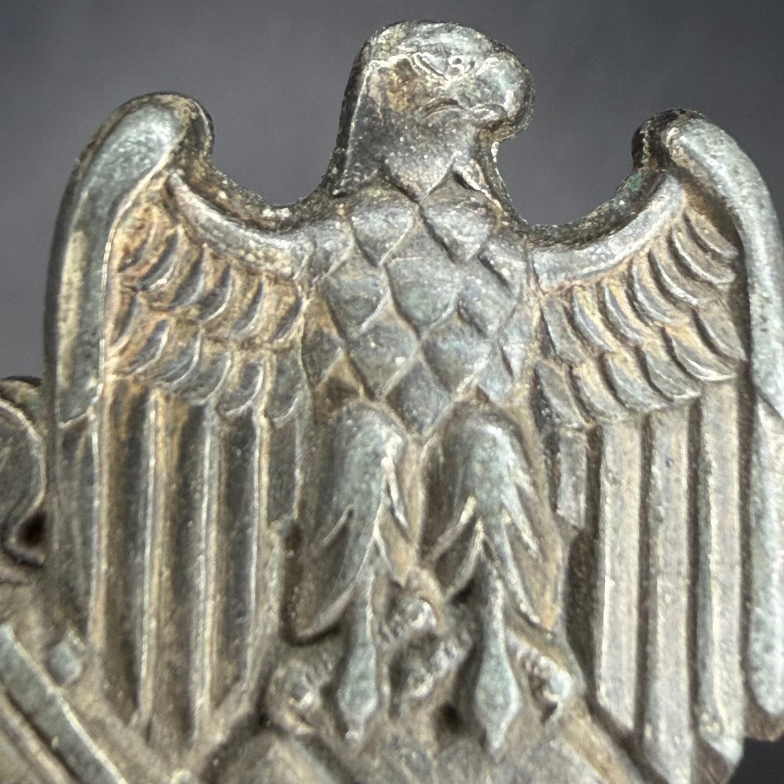 Close-up of Wehrmacht eagle with detailed feathering