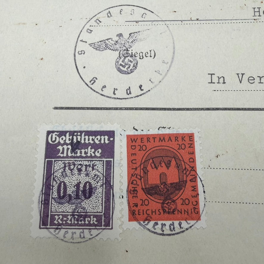 Detail of the Original Heiratsurkunde marriage certificate issued to Bruno Sich