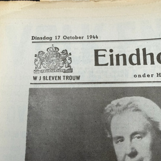 Eindhovensch Dagblad dated 17 October 1944, original Dutch WWII newspaper published after the liberation of Eindhoven