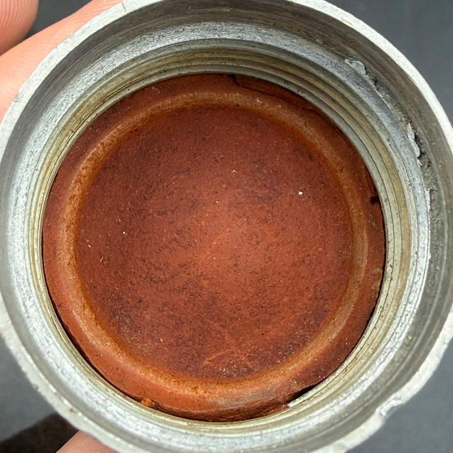 Interior view of WW2 German aluminium canteen cup showing original wartime patina