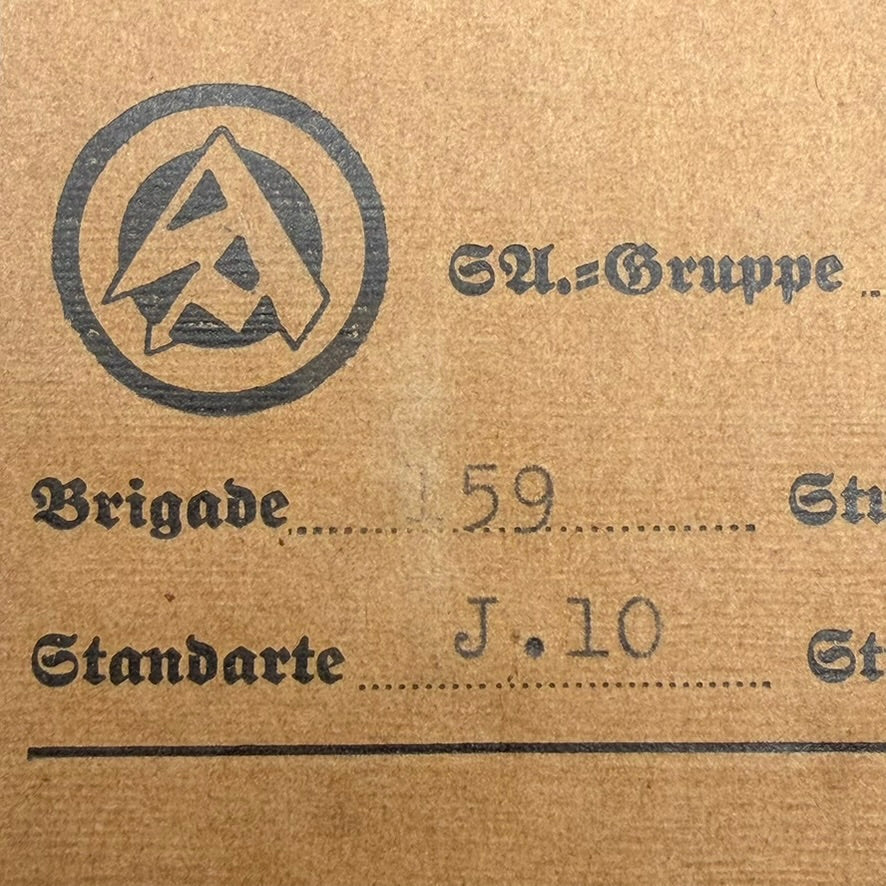 Detail of SA-Gruppe Niedersachsen and unit information on WWII SA service document