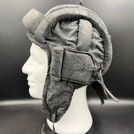 Original WWII Soviet TSh-3 tank crew helmet front view on display head