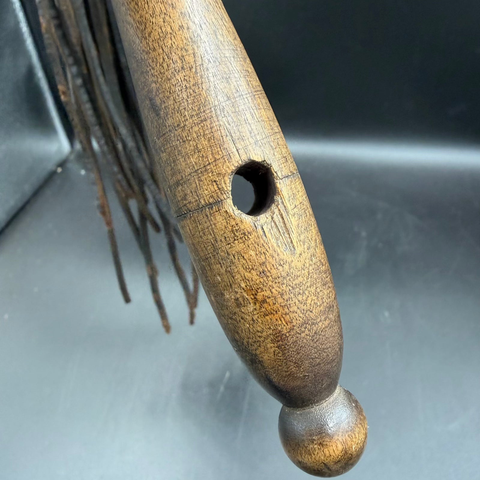 Detail of leather collar and attachment of straps on Wehrmacht Kleiderpeitsche