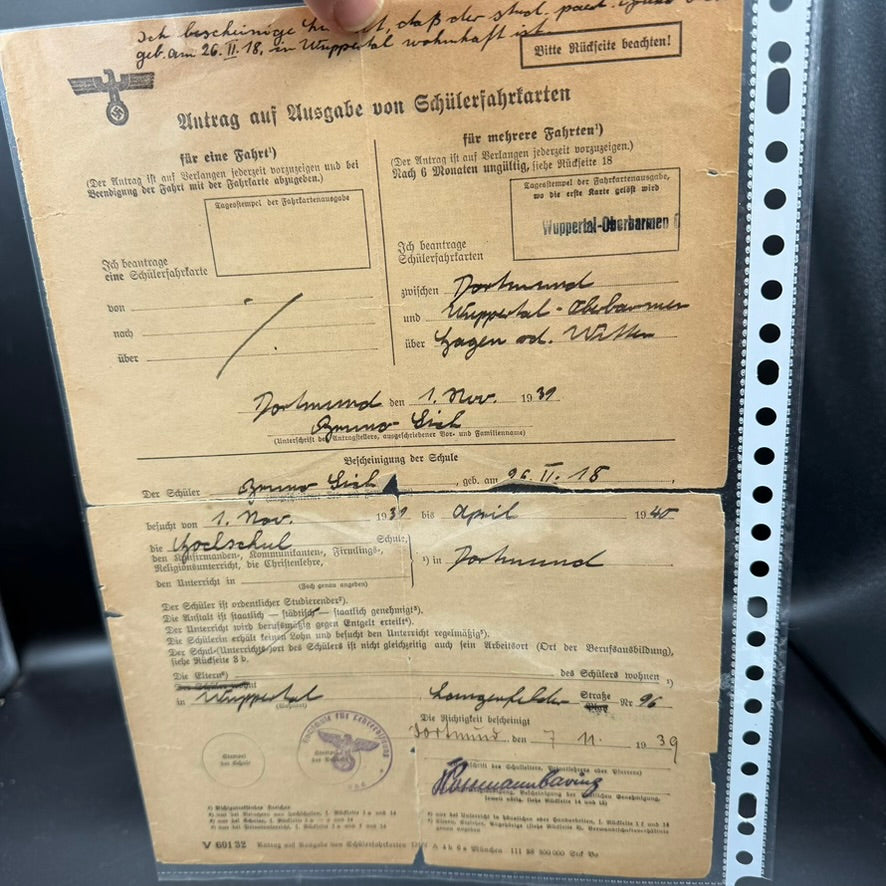 Antrag auf Ausgabe von Schulerfahrkarten Bruno Sich
