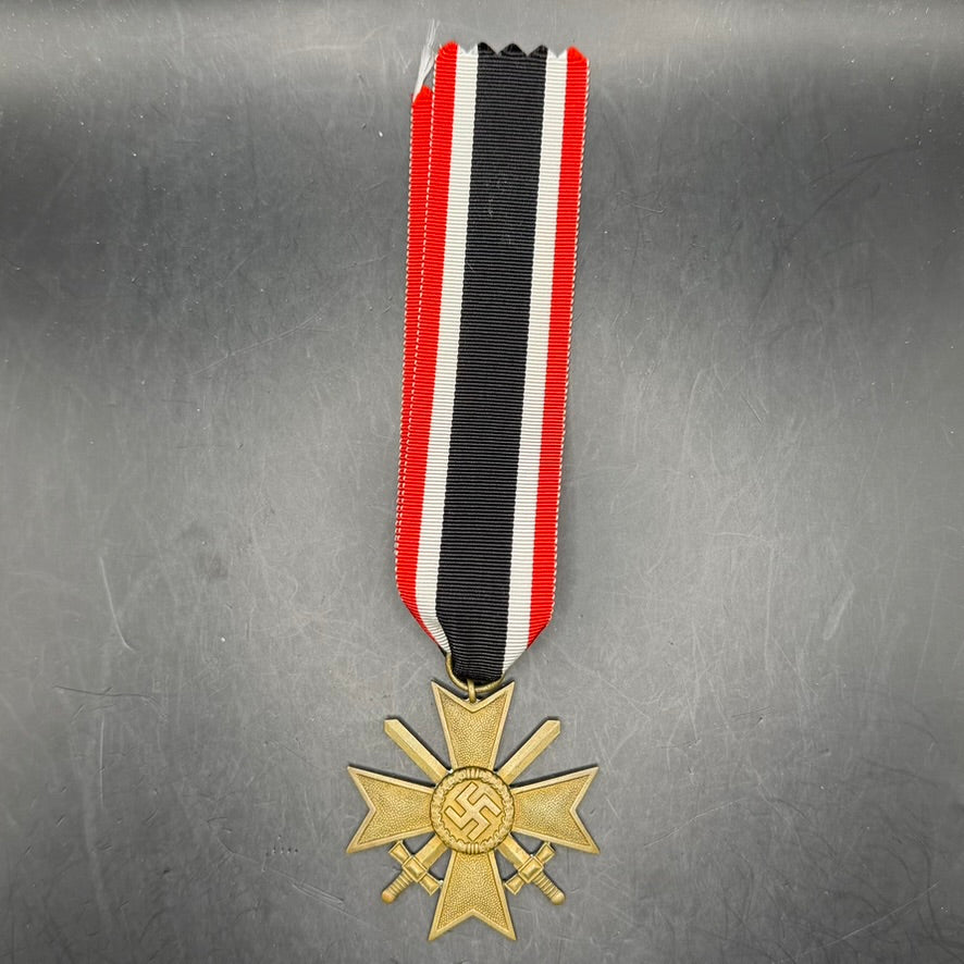 WWII German War Merit Cross with Swords full length original ribbon