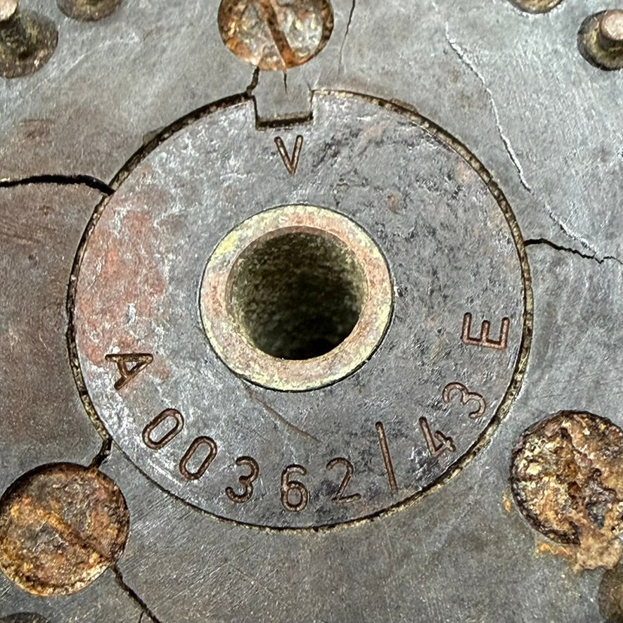 Close-up of markings and numbering on original Enigma rotor