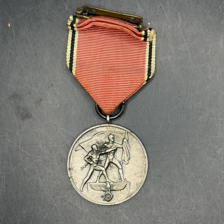 WWII German Anschluss Medal with original ribbon displayed
