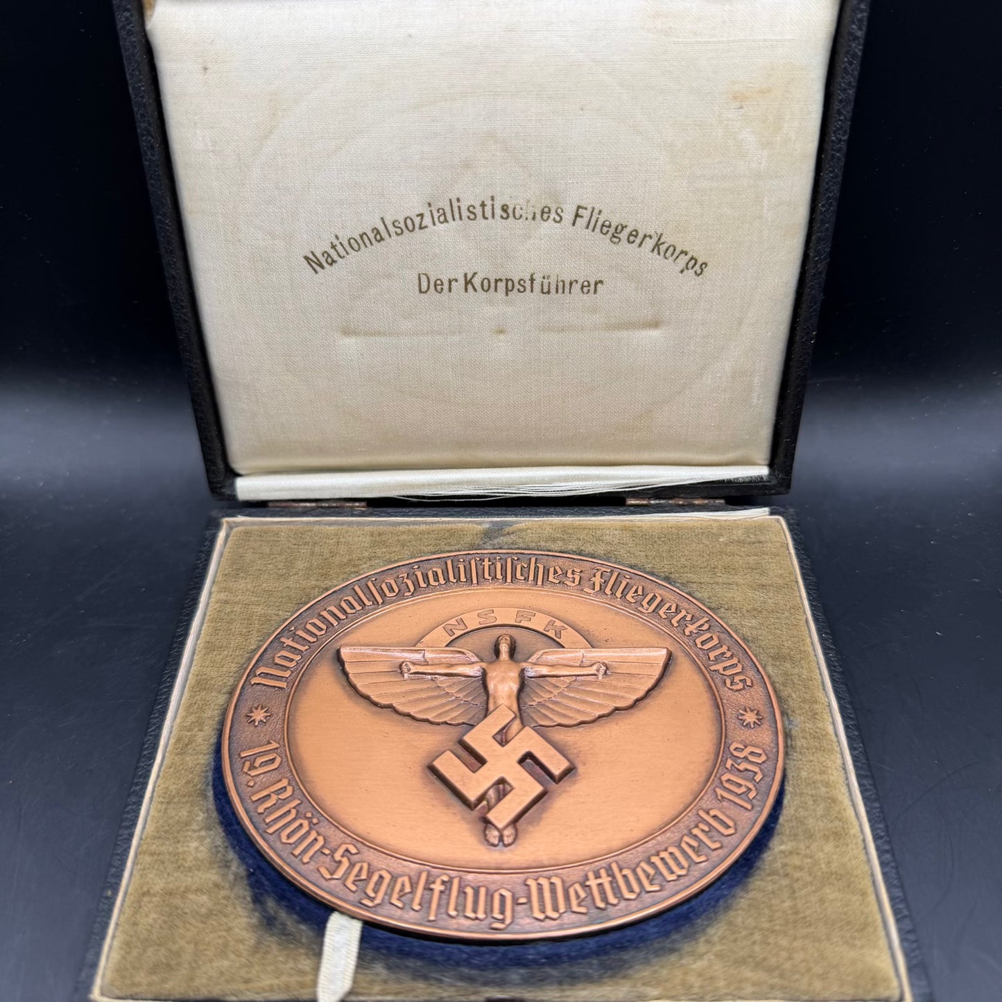 NSFK Rhine Gliding Competition medal 1938 in original presentation case