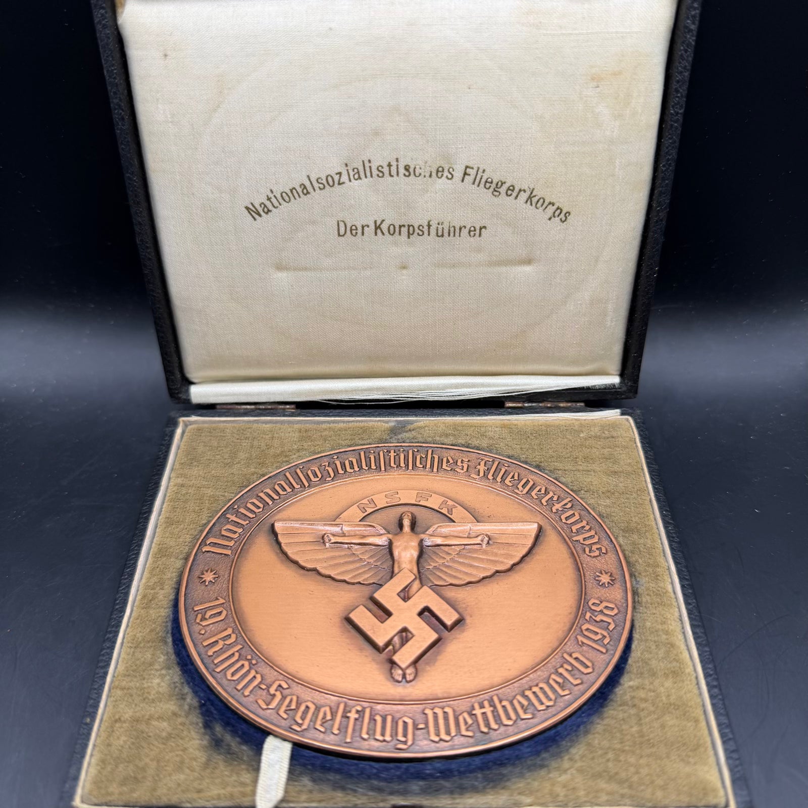 NSFK Rhine Gliding Competition medal 1938 in original presentation case