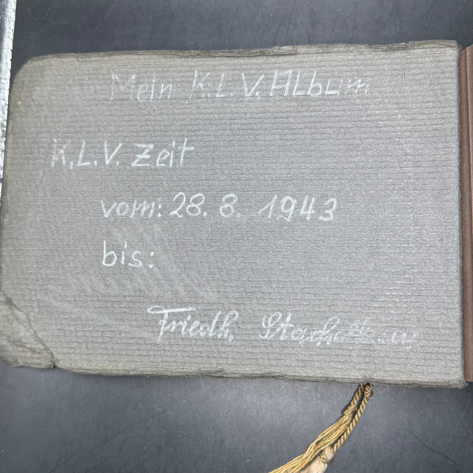 WWII German Kinderlandverschickung album page with handwritten notes dated 1943