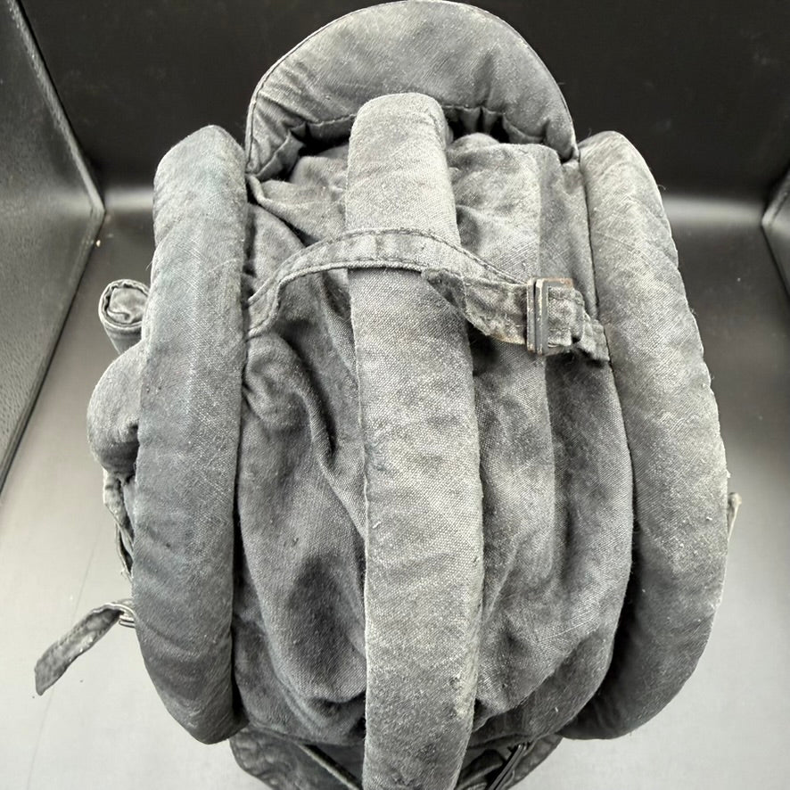 Top view of TSh-3 Soviet tank helmet showing four padded longitudinal ribs