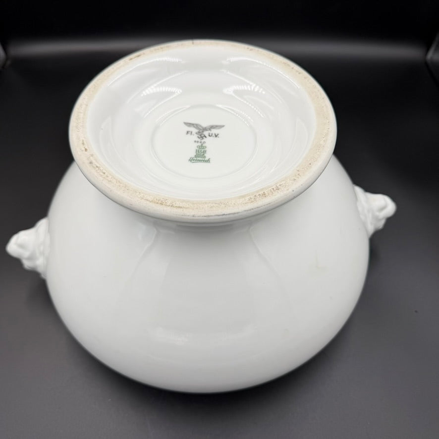 WW2 original artifact – WW2 Luftwaffe Porcelain Serving Tureen – Heinrich & Co, Selb Bavaria – 1940 – Mint Condition – interior title page
